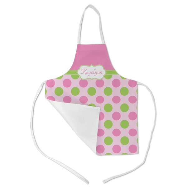 Pink & Green Dots Kid's Aprons - Medium - Main (med/lrg)