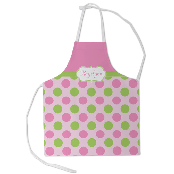 Custom Pink & Green Dots Kid's Apron - Small (Personalized)