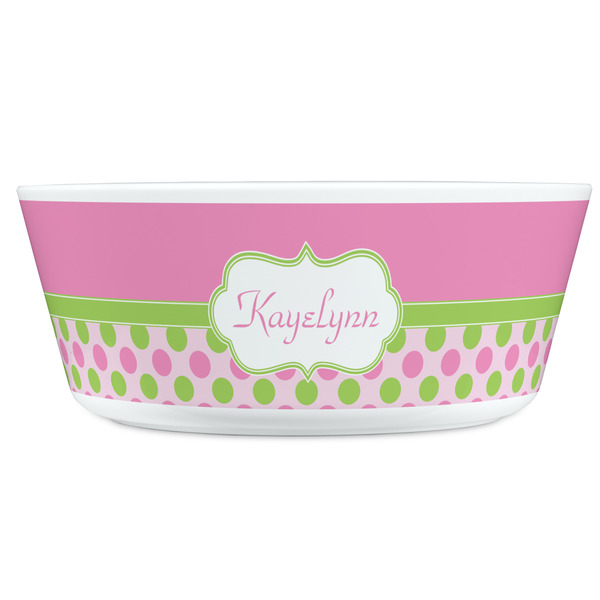 Pink & Green Dots Kids Bowls - FRONT