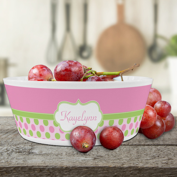 Pink & Green Dots Kids Bowls - LIFESTYLE