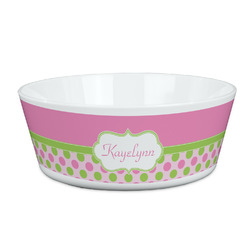 Pink & Green Dots Kid's Bowl (Personalized)