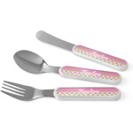 Pink & Green Dots Kid's Flatware (Personalized)
