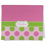 Pink & Green Dots Kitchen Towel - Poly Cotton w/ Name or Text