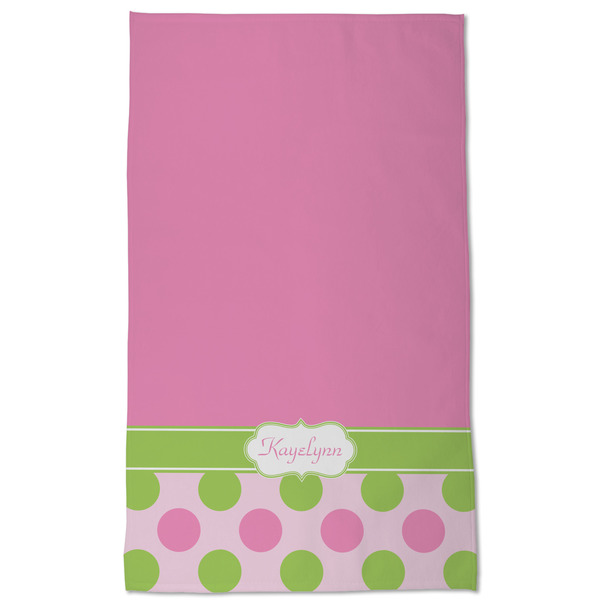 Pink & Green Dots Kitchen Towel - Poly Cotton - Full Front