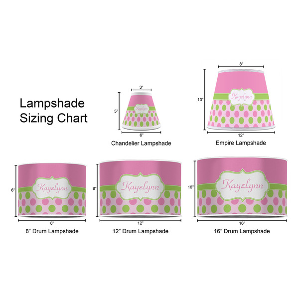 Pink & Green Dots Lampshade Sizing Chart