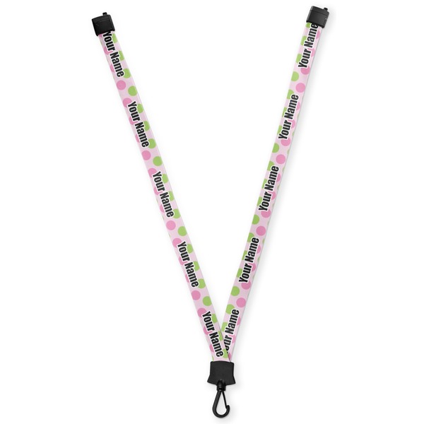 Custom Pink & Green Dots Lanyard (Personalized)