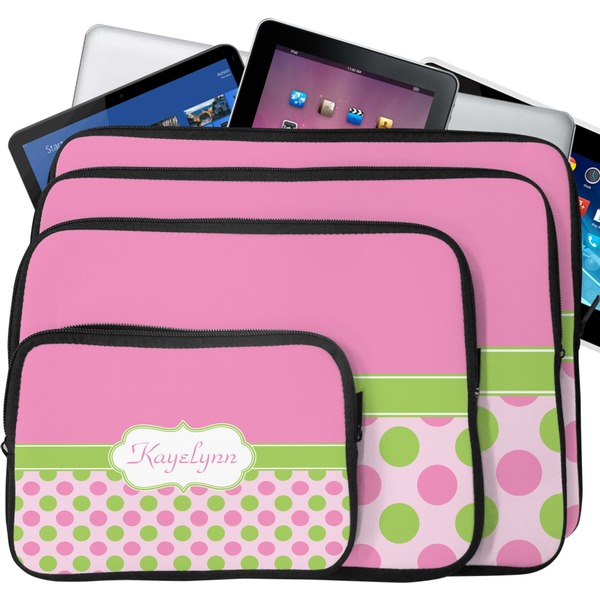 Pink & Green Dots Laptop Case Sizes