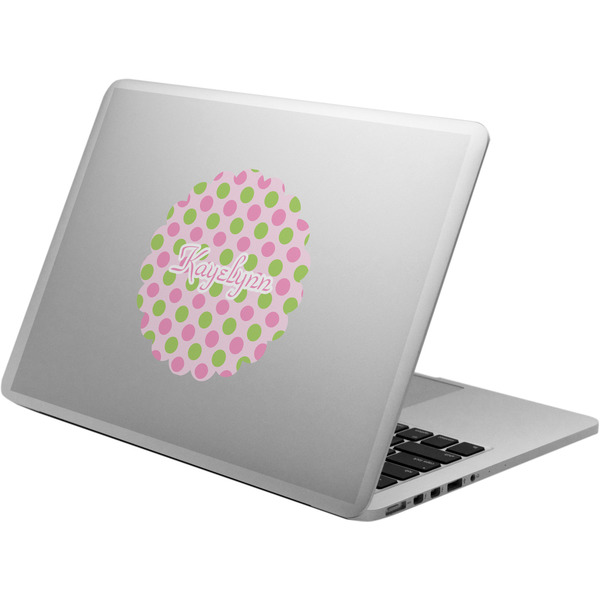 Custom Pink & Green Dots Laptop Decal (Personalized)