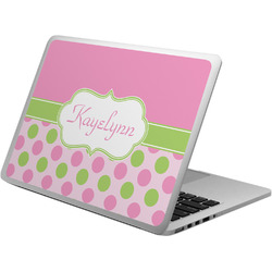 Pink & Green Dots Laptop Skin - Custom Sized w/ Name or Text
