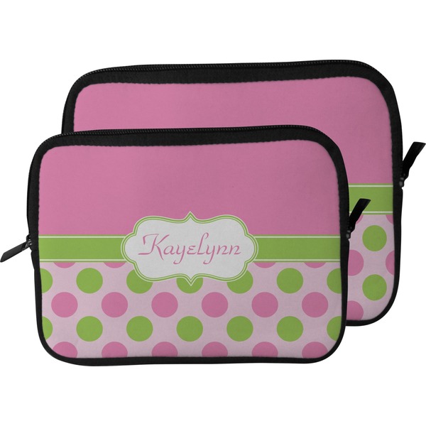 Pink & Green Dots Laptop Sleeve (Size Comparison)