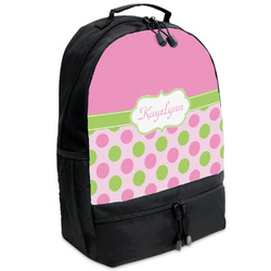 Pink & Green Dots Backpacks - Black (Personalized)