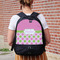 Pink & Green Dots Large Backpack - Black - On Back