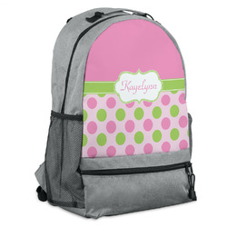 Pink & Green Dots Backpack - Grey (Personalized)