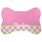 Pink & Green Dots Bone Shaped Dog Food Mat (Large) (Personalized)