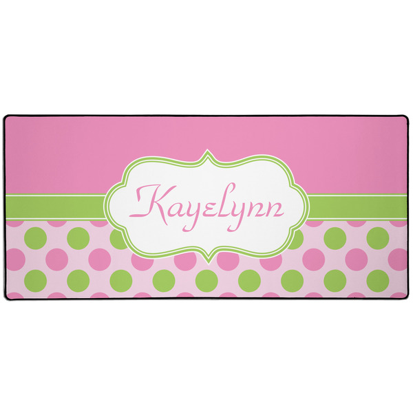 Custom Pink & Green Dots Gaming Mouse Pad (Personalized)