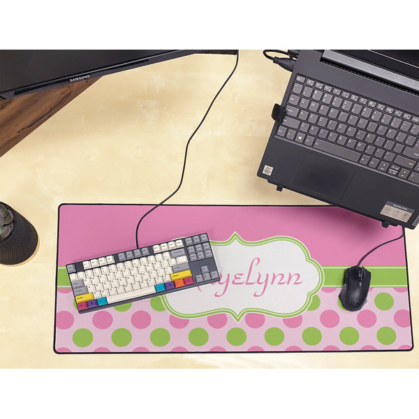 Pink & Green Dots Large Gaming Mats - LIFESTYLE