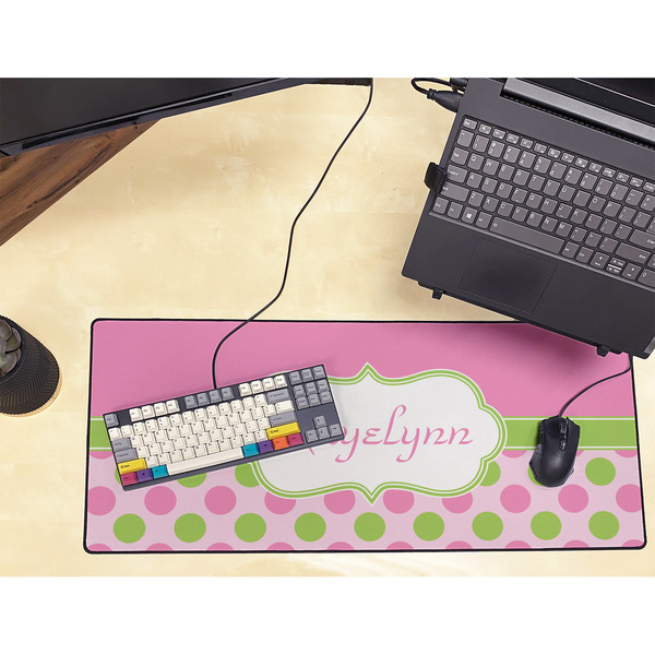 Pink & Green Dots Large Gaming Mats - LIFESTYLE