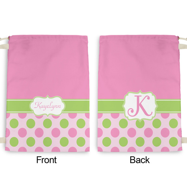Pink & Green Dots Large Laundry Bag - Front & Back View