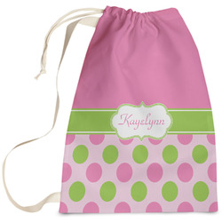 Pink & Green Dots Laundry Bag - Large (Personalized)