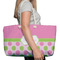 Pink & Green Dots Large Rope Tote Bag - In Context View