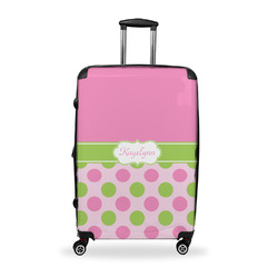 Pink & Green Dots Suitcase - 28" Large - Checked w/ Name or Text