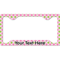 Pink & Green Dots License Plate Frame - Style C (Personalized)