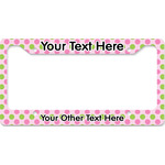 Pink & Green Dots License Plate Frame - Style B (Personalized)