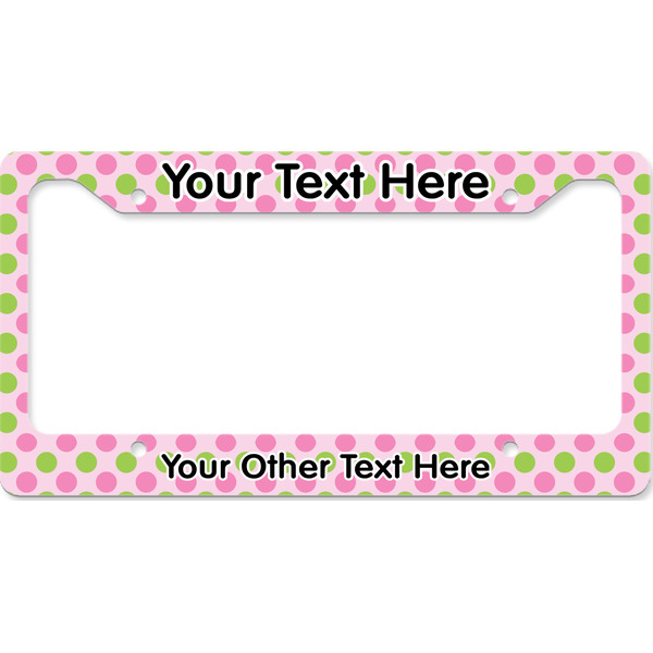 Pink & Green Dots License Plate Frame Wide