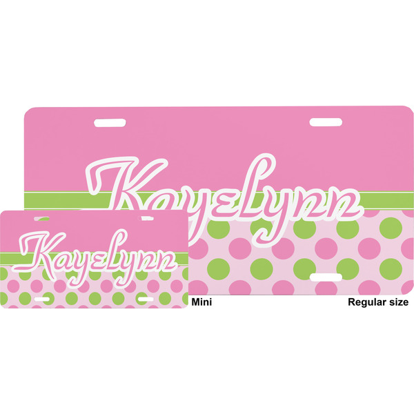 Pink & Green Dots License Plate (Sizes)