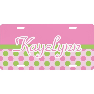 Pink & Green Dots Front License Plate (Personalized)