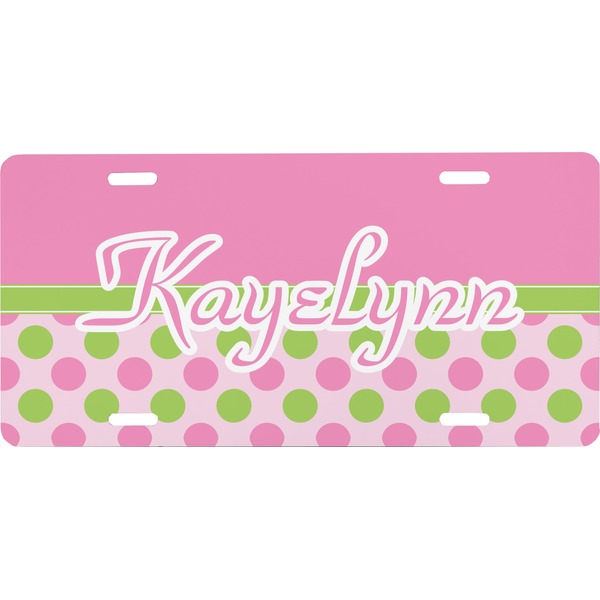 Custom Pink & Green Dots Front License Plate (Personalized)
