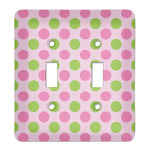 Pink & Green Dots Light Switch Cover (2 Toggle Plate)