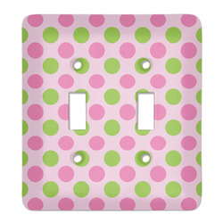 Pink & Green Dots Light Switch Cover (2 Toggle Plate)