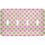 Pink & Green Dots Light Switch Cover (4 Toggle Plate)
