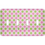 Pink & Green Dots Light Switch Cover (4 Toggle Plate)
