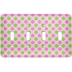 Pink & Green Dots Light Switch Cover (4 Toggle Plate)