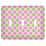 Pink & Green Dots Light Switch Cover (3 Toggle Plate)