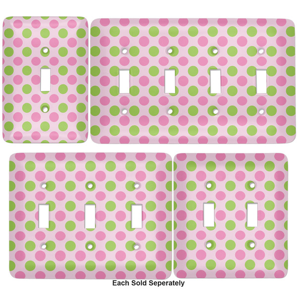 Pink & Green Dots Light Switch Covers all sizes