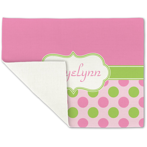 Pink & Green Dots Linen Placemat - Folded Corner (single side)