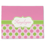 Pink & Green Dots Single-Sided Linen Placemat - Single w/ Name or Text