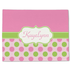 Pink & Green Dots Single-Sided Linen Placemat - Single w/ Name or Text
