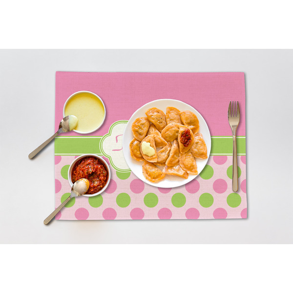 Pink & Green Dots Linen Placemat - Lifestyle (single)