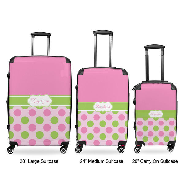 Pink & Green Dots Luggage Bags all sizes - With Handle