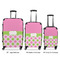 Pink & Green Dots Luggage Bags all sizes - With Handle