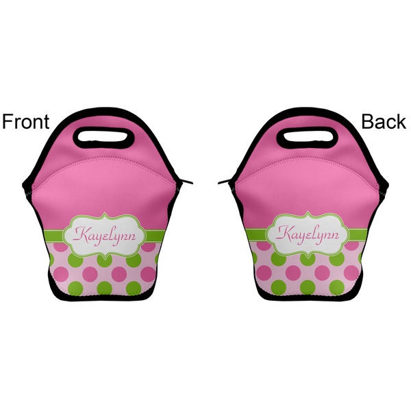 Pink & Green Dots Lunch Bag - Front and Back