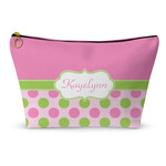 Pink & Green Dots Makeup Bag - Large - 12.5"x7" (Personalized)