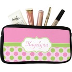 Pink & Green Dots Makeup / Cosmetic Bag - Small (Personalized)
