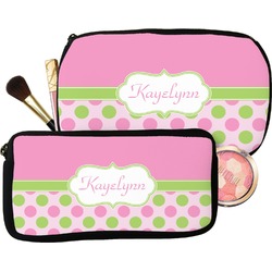 Pink & Green Dots Makeup / Cosmetic Bag (Personalized)