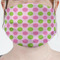 Pink & Green Dots Mask - Pleated (new) Front View on Girl