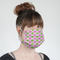 Pink & Green Dots Mask - Quarter View on Girl